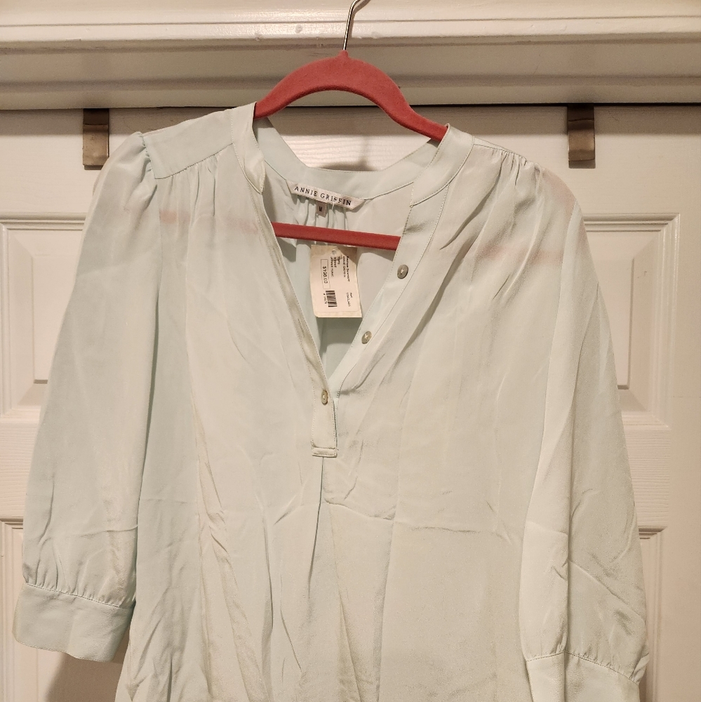 Annie Griffin mint green shirt